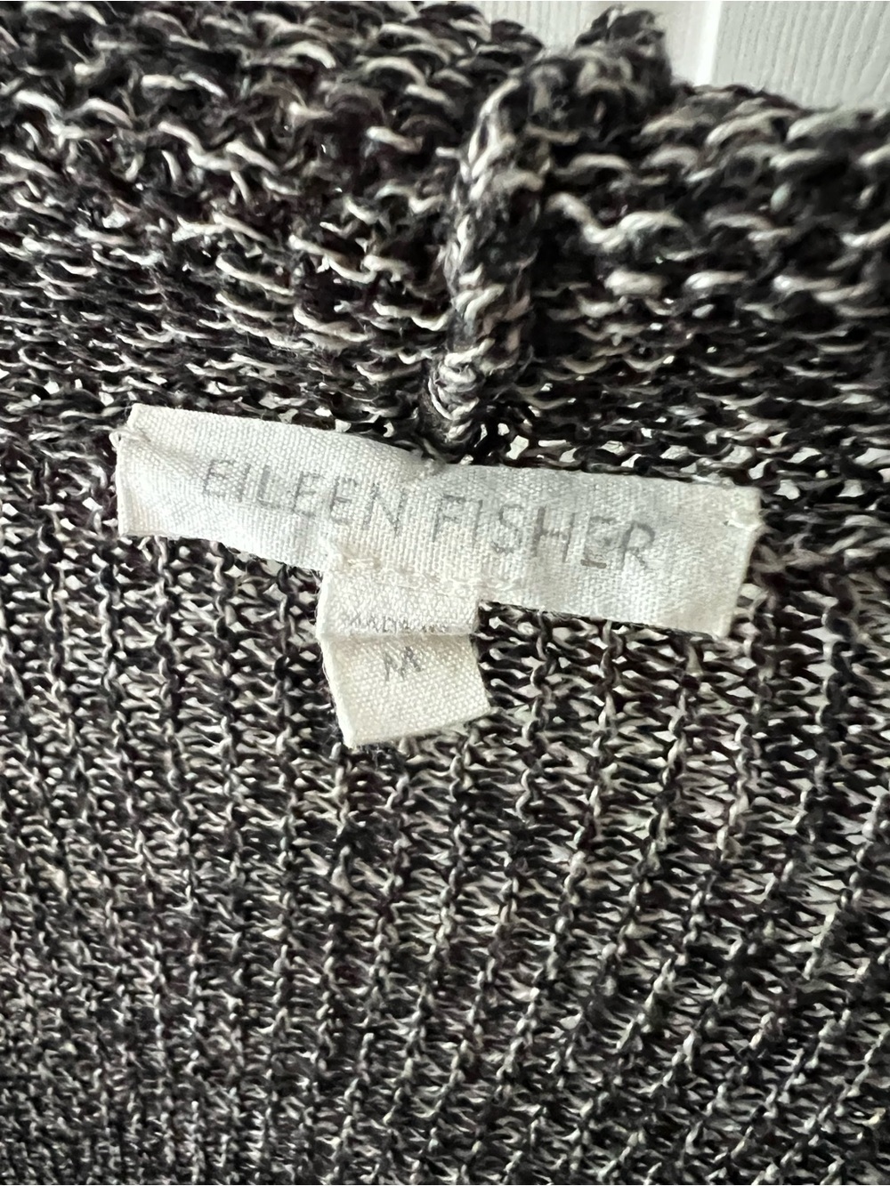 EUC — Eileen Fisher 100% Linen Open-Front Cardigan - Charcoal Gray Speckled - Picture 3 of 6